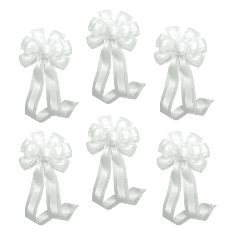  GWHOLE 60 Pcs 5'' White Ribbon Pull Bows for Gift Wraps,  Wedding Decor : Health & Household