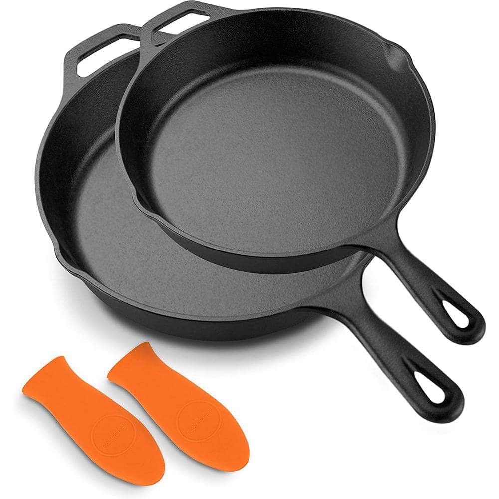 Large 10 in. and 12 in. PreSeasoned Black Cast Iron Skillet NonStick