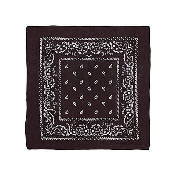 Large 100% Cotton Paisley Bandanas (22 inch x 22 inch) -, Dark Brown, Size 1.0