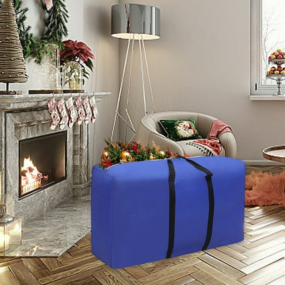 Large 100L Clothing Storage Bags, Foldable Clothes Storage With Zippers, Reinforced Handles, Waterproof 600D Cloth, For Comforters Blankets Jackets, Christmas Tree Storage, Space Saving
