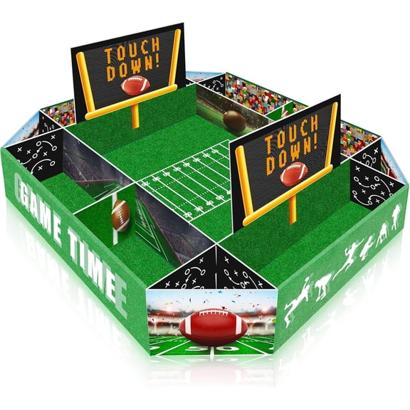 Large 11-Compartment Football Party Decorations Snack Tray,27''Football Party Supplies Kit,Stadium Shape Snack Holder Platter,Sturdy Game Day Serving Tray Paper Plate Bowl Set for Birthday&Tailgate