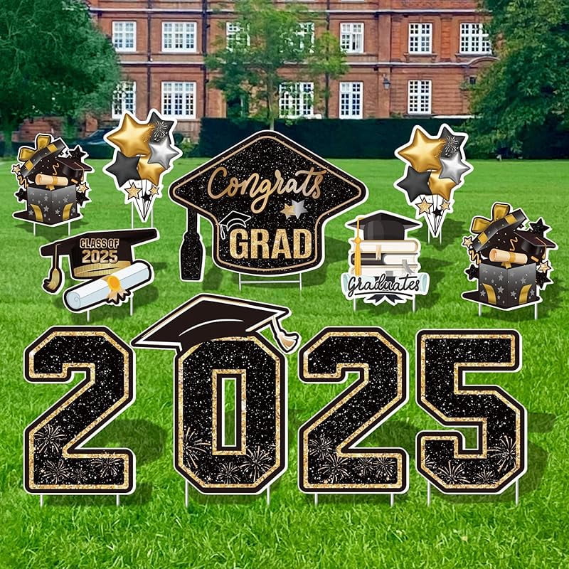 Large 11 PCS Graduation Yard Signs, Class of 2025 Congrats Grad Outdoor ...