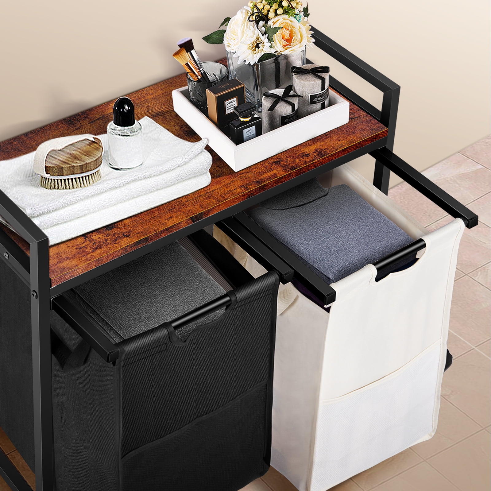 Large 118L Laundry Hamper Cart,Tilt out Clothes Hamper Sorter with