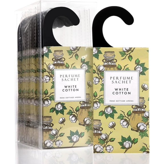 Large 12 Packs White Cotton Hanging Closet Deodorizer Air Freshener Long Lasting Scented Sachets Smell Goods for House