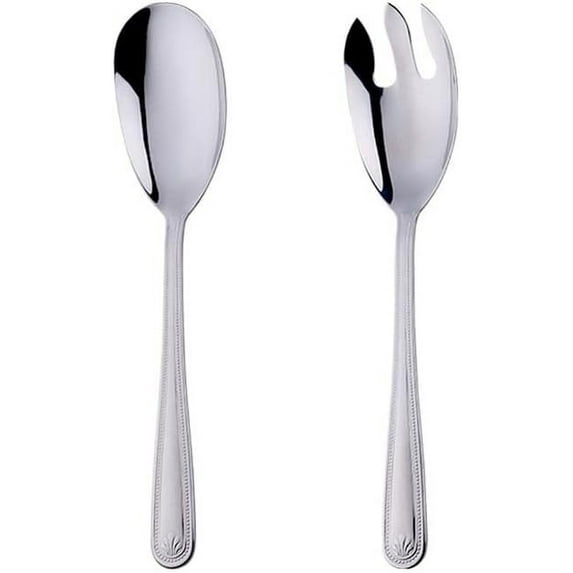 Large 12" Salad Servers Set Serving Spoon Spork 18/10 Stainless Steel - Silver