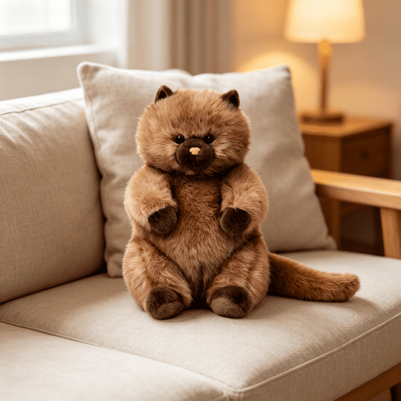 Large 13.78 Inch Fluffy Cat Plushies, Soft Polyester Cat Stuffed Animals, Comfortable Huggable Plush Toys, Kitty Figure for Bedroom Sofa Decor Birthday Gift for All Ages-A
