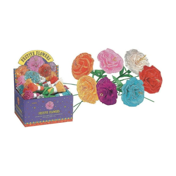 Large 14.5" Festive Paper Flowers for Decorating, Crafting, & Giving (Box of 24)