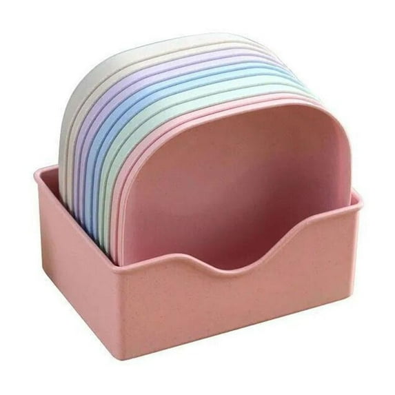 Large 14.5cm Square Plastic Plates Set of 4 Drop Proof and Easy Clean Kitchen Dinnerware