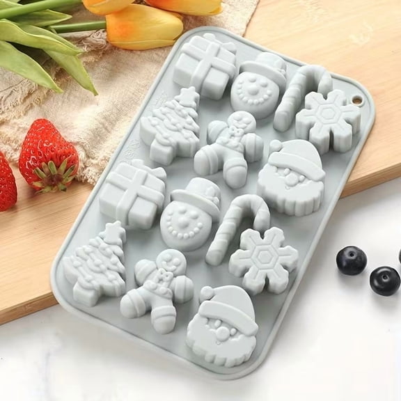 Large 14-Cavity 3D Silicone Christmas Candy Mold - Non-Stick Holiday Baking Pan for Chocolate, Candies & Desserts
