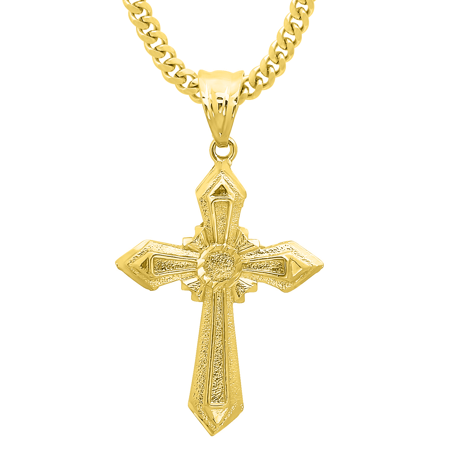 Heavy gold cross pendant discount