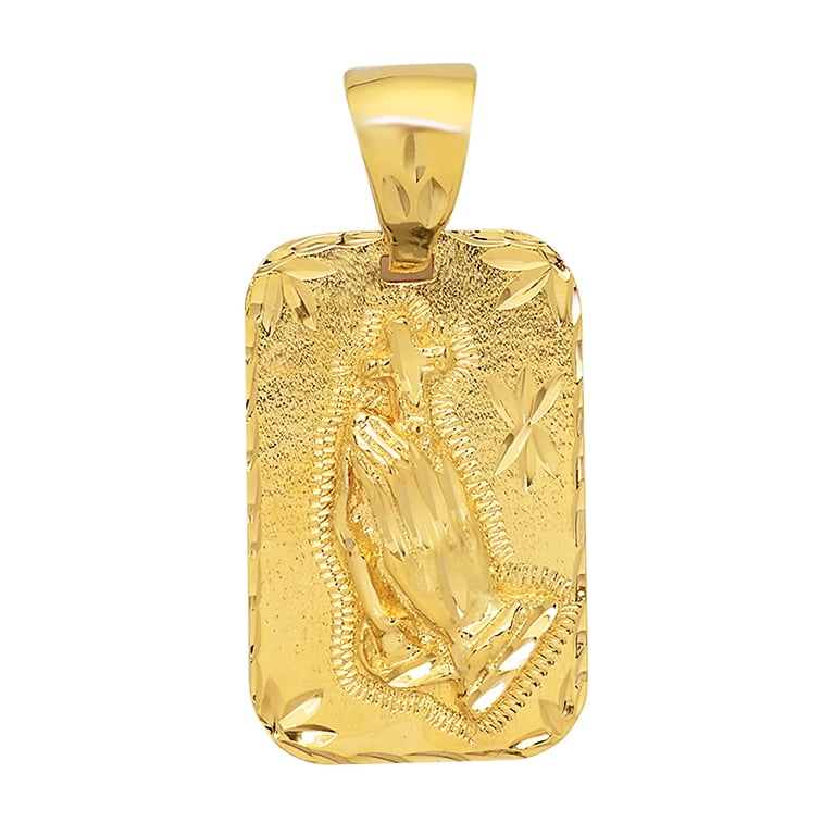 Mens Gold & Silver Plated Iced CZ Praying Hands Pendant 24  Gold-Plated Figuro Praying Hands Chain & Pendant main image 1
