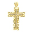 thumbnail image 1 of Large 14k Gold Heavy Plated Filigree Framed CZ Cross Pendant + 20" 4mm Curb Chain Necklace Set, 1 of 7