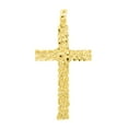 thumbnail image 1 of Large 14k Gold Heavy Plated Nugget Textured Cross Pendant + 30" 2mm Rope Chain Necklace Set, 1 of 7