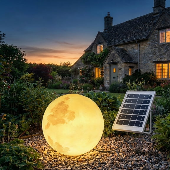 Large 15.7" Solar Moon Ball Lamp with Remote, Waterproof LED Light for Patio, Yard, Garden, and Pool Decor