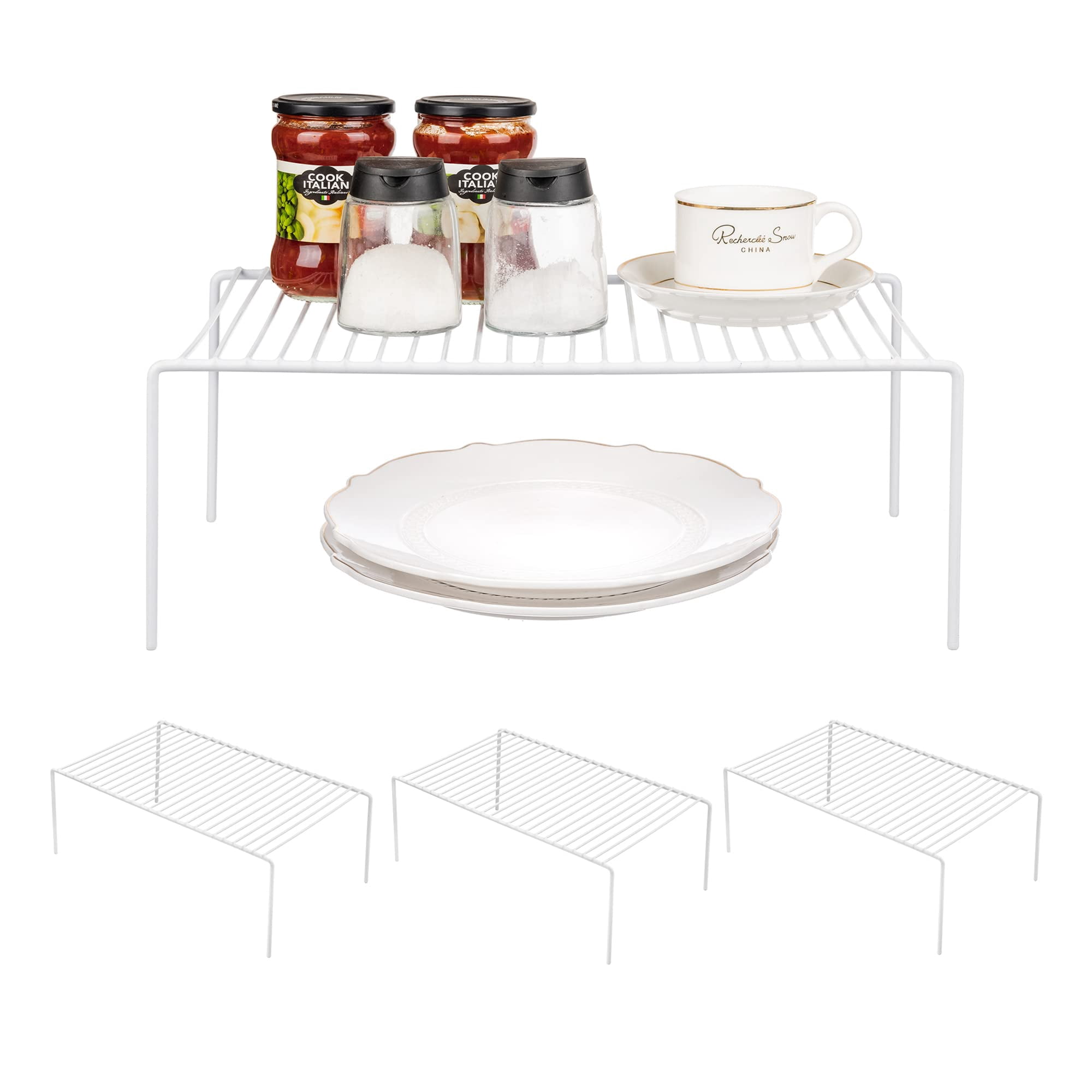 Large (15.7 X 9. 4 Inch) Cabinet Storage Shelf Rack  Rustproof Kitchen Counter And Organizer For Fridge Bathroom Set Of 4