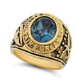 thumbnail image 1 of Large 15mm 14k Gold Plated Simulated Sapphire Blue CZ Military Ring, Size 12.5, 1 of 7
