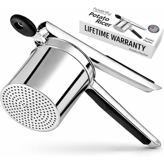 Large 15oz Potato Ricer Fixed Disc - Heavy Duty Stainless Steel Potato Masher and Ricer for Mashed Potatoes | Non Slip Baby Food Squeezer, Kitchen Gadget Tool for Food Press & Food Mill