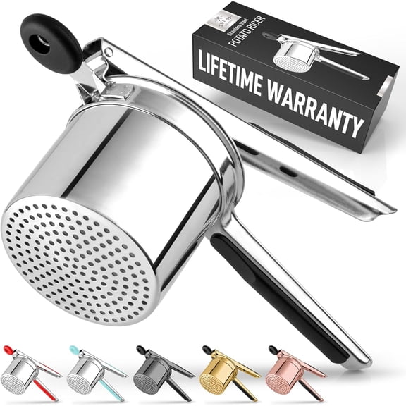 Large 15oz Potato Ricer, Heavy Duty Stainless Steel Potato Masher and Ricer for Mashed Potatoes, Mashed Potato Masher & Potato Press Kitchen Gadget for Perfect Mashed Potatoes