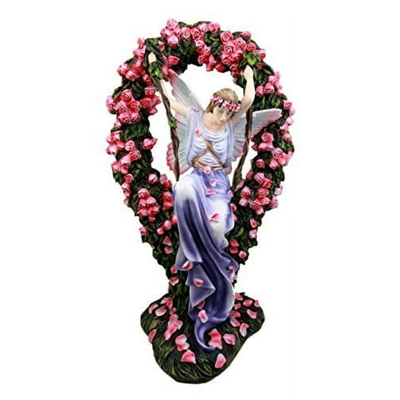Large 16"H Sheila Wolk Masterpiece Prayer Angel Gatekeeper Pale Roses Figurine Statue