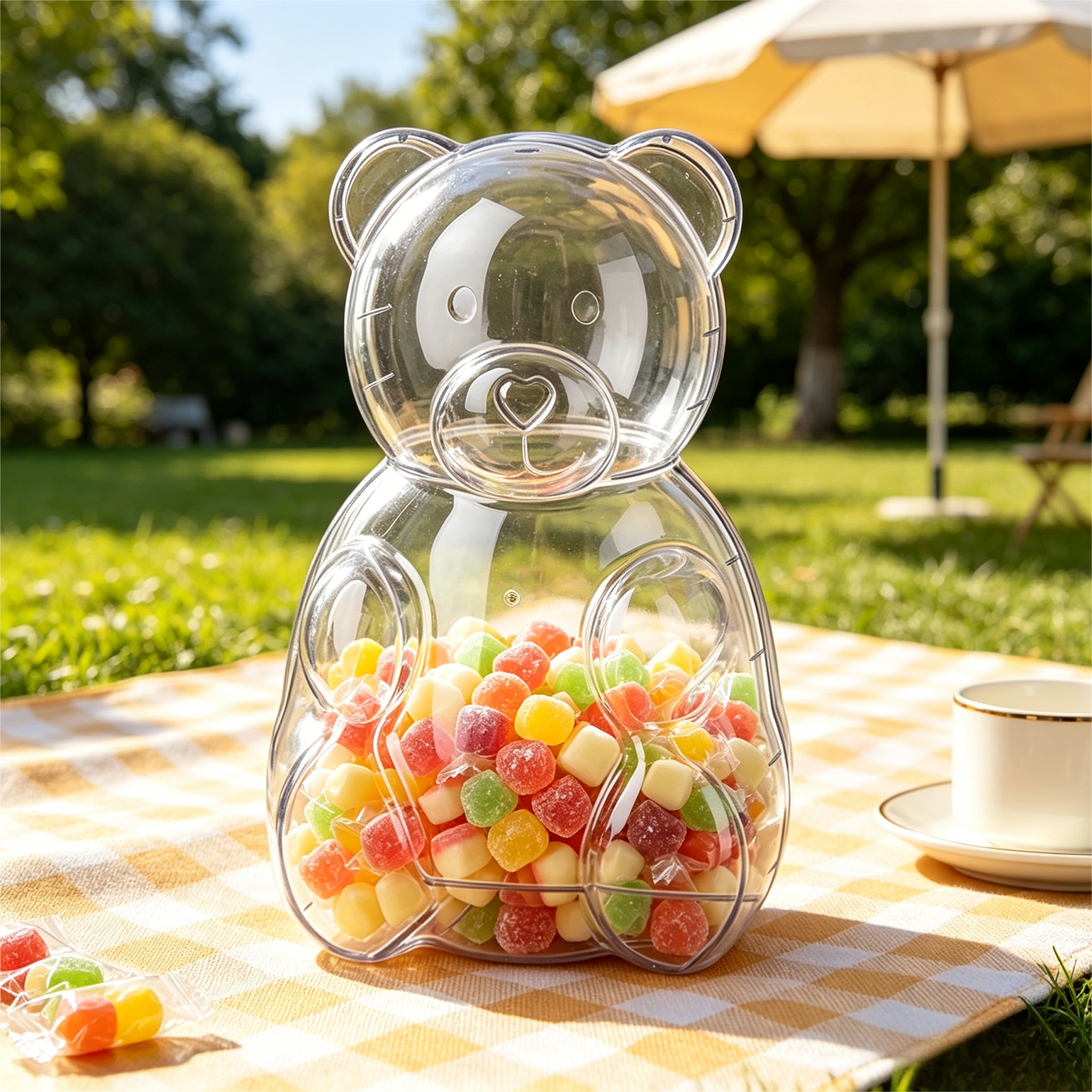 Large 16 Inch Clear Plastic Bear Container Jar for Candy Storage ...