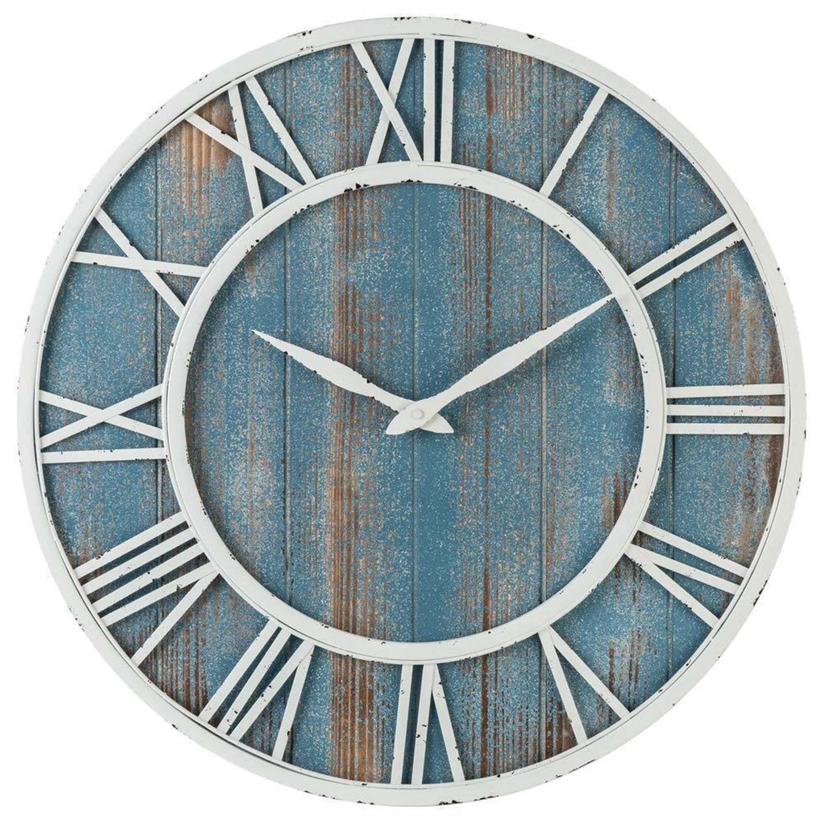 Large 16" Rustic Farmhouse Wall Clock, Silent Non-Ticking Solid Wood & Iron, Perfect for Living Room Decor