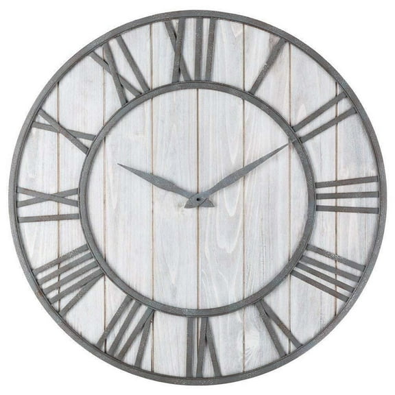 Large 16" Rustic Farmhouse Wall Clock, Silent Non-Ticking Solid Wood & Iron, Perfect for Living Room Decor
