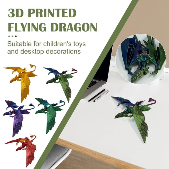 Large 16in Poseable Dragon Figure - Articulated Flying Dragon with Movable Joints & Wings,Multi-Color Display Model for Desktop & Collections - Gold