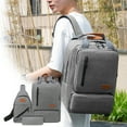 thumbnail image 1 of Large 17 Inch Travel Laptop Backpack Set with USB Port, Water-Resistant Cloth, Business Carry On Bag with Crossbody and Coin Purse, Black/Gray/Blue, 3 Piece, 1 of 6