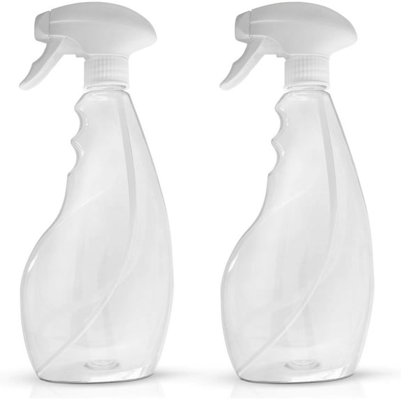 Large 17oz Spray Bottles For Cleaning Solutions and Gardening, Plant, Water, Durable Trigger Sprayer, Refillable, Spray Bottle for Hair, All Directions, Clear Plastic Bottle 2x 17oz