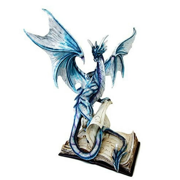 Large 18" Tall Spell Caster Dragon of Bibliography Decorative Statue