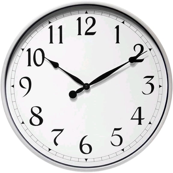 Large 18 inch Round Non-Ticking Silent Battery Operated Easy to Read Clock for Office, Classroom, School, Silver