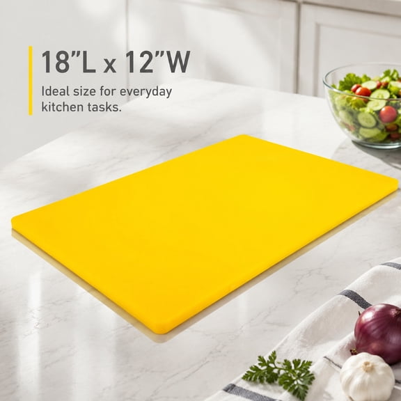 Large 18 x 12 Yellow Cutting Board - Professional 1/2 Inch Thick HDPE - Durable Food Grade Plastic for Poultry, Meat, Kitchen, Restaurant, and Food Service Use