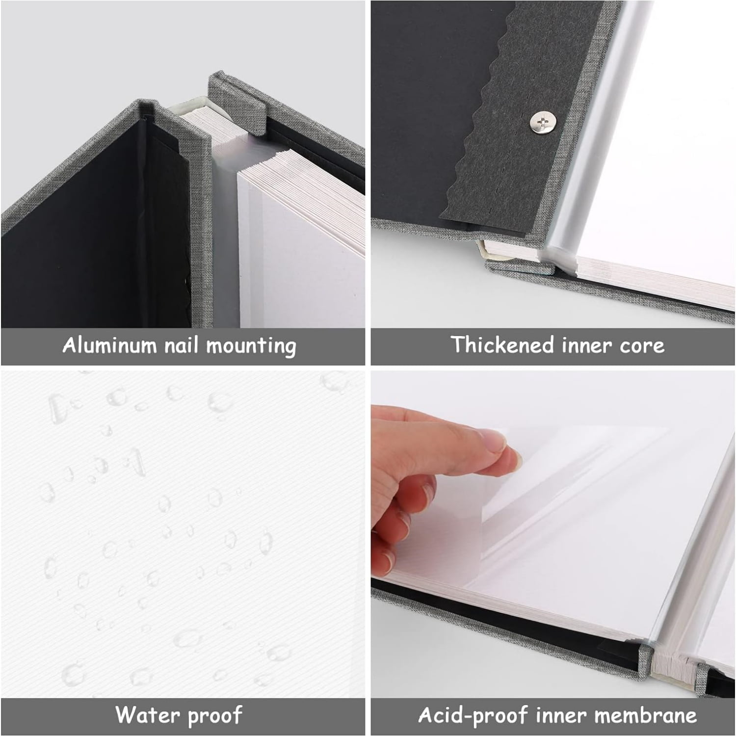 Large 18In Photo Album Self Adhesive 60 Pages, Scrapbook Albums with Sticky Page Holds 10x12 & 8x10 & 5X7 & 4x6 Pictures, DIY Photo Book Ideal Gift for Family Wedding Baby