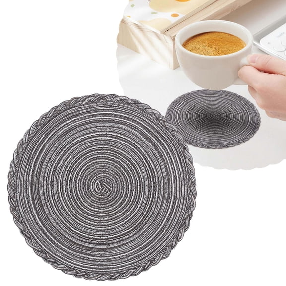 Large 18cm Cotton Lace Placemat – Heat Resistant Woven Table Mat, Anti-Scald Pot Holder & Cup Coaster, Non-Slip Desktop Protector, Decorative Dining & Kitchen Mat for Home Use, grey