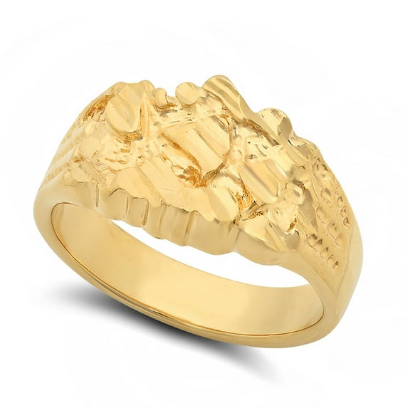 Large 18mm 14k Yellow Gold Heavy Plated Chunky Nugget Textured Ring, Size 11.5