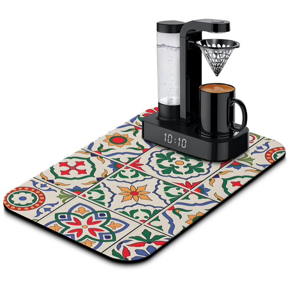 Large 19.5x12in Mexican Coffee Drying Mat Diatom Mud Pad with High Absorbency Coffee Mat Multi Use Kitchen Counter Gadget Designed for Effortless Cleaning