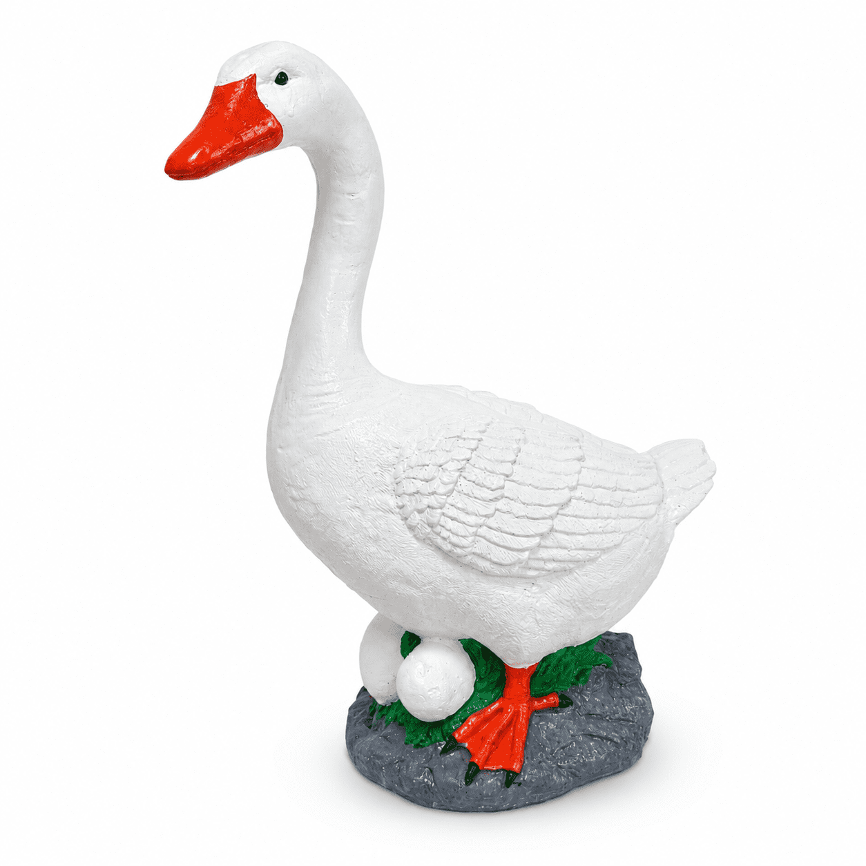 Large 19″ Cement porch Goose Statue, American Dress up goose statue, life-size American sculpture, Bird garden decor, outdoor Gift for mom