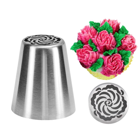 Large 2.19 Inch Russian Piping Tip, 304 Stainless Steel Flower Frosting Nozzle for Cupcakes and Cakes, One-Squeeze Buttercream Floral Design, Professional Decorating Tool, Dishwasher Safe