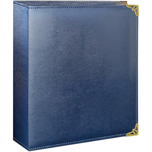 Large 2 Inch D-Ring 3 Ring Binder, Faux Leather, Blue | Faux leather inside and out; large cover fits 8.5 x 11 paper, sheet protectors, dividers, certificates, and files.