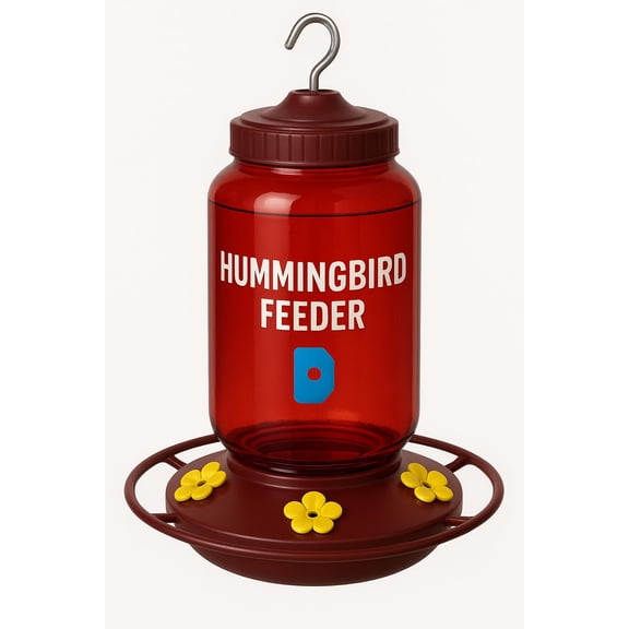 Large 2 LB Hummingbird Feeder Glass 32 Oz Red  Durable Glass Nectar Feeder for Outdoor Garden & Backyard Bird Watching 105