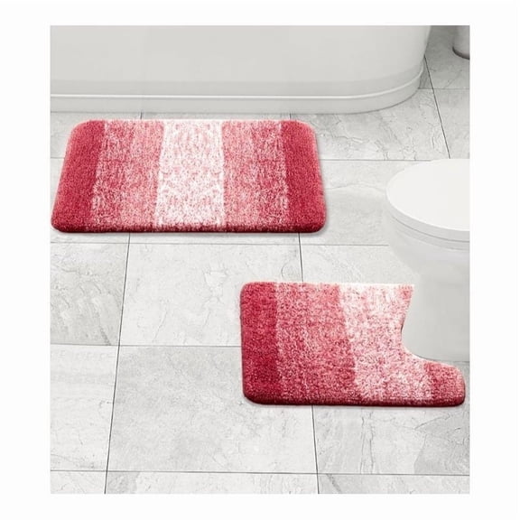 Large 2 Piece Ombre Microfiber Soft Thick Plush Bath Mat Set