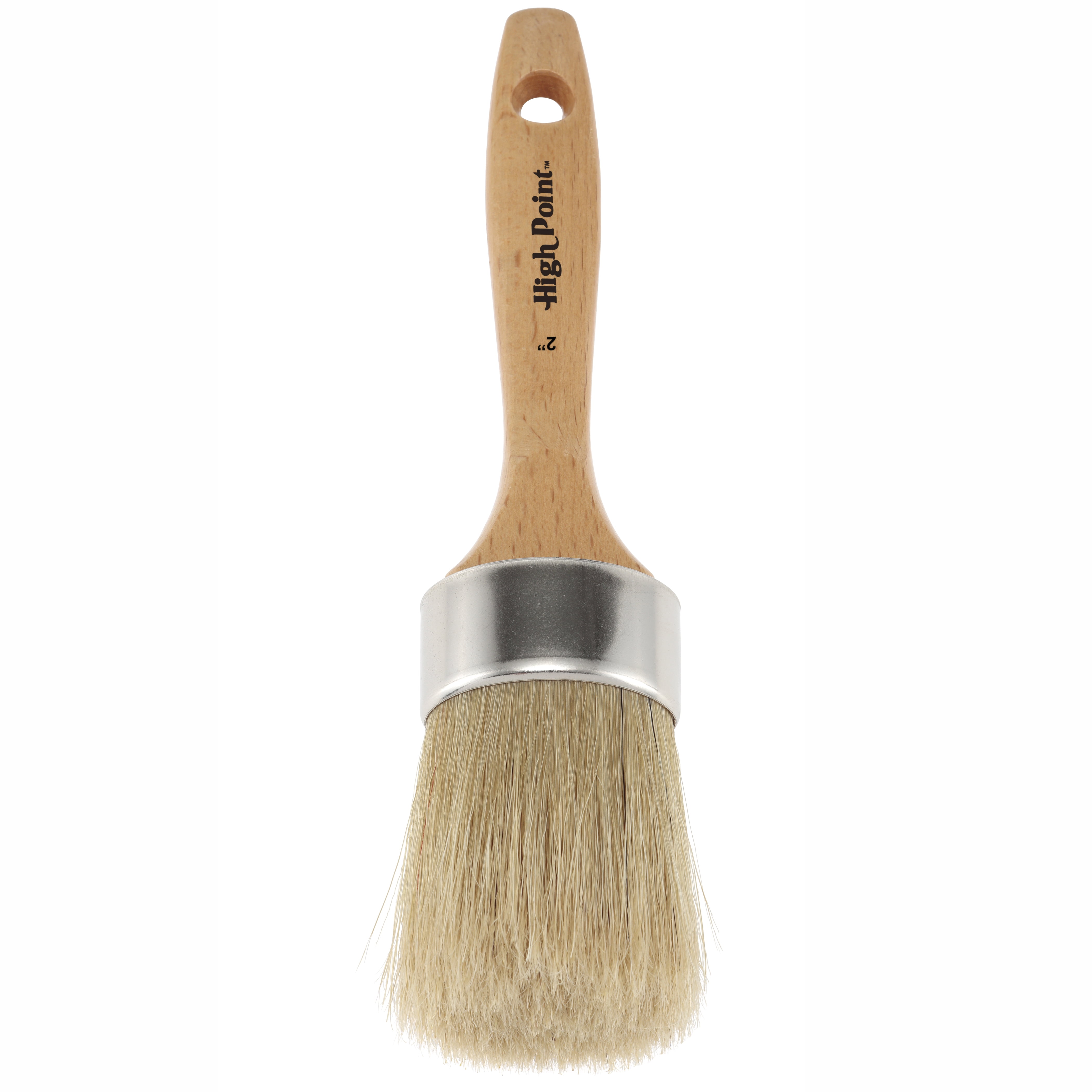 Large 2-in-1 Round Chalk & Wax Finishing Brush All Natural Hog Bristles  Ergonomic Handle Stencil & Pouncer Paintbrush for DIY Furniture, Hobby  Paint