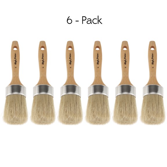 Large 2-in-1 Round Chalk & Wax Finishing Brush | Professional Quality For All Fine Art, Hobby & Chalk Paints, Faux Finishing, Stenciling & Wax Finishing [2" x 2.36" Brush Hair] - 6 PACK
