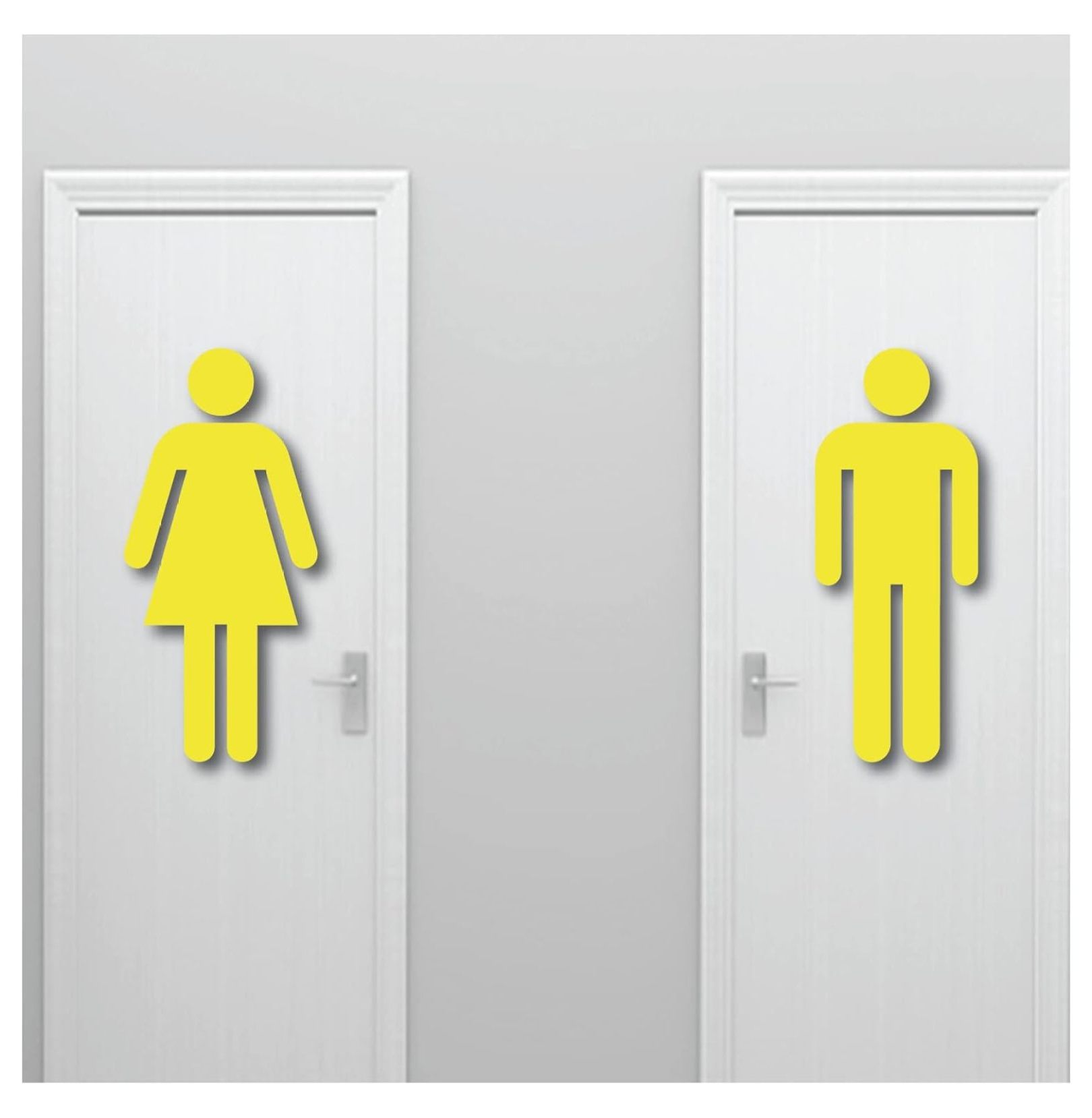 Large 20InchTall Man Woman Restroom Sign Door Wall Vinyl Decal, Strong Wall Safe Adhesive Art