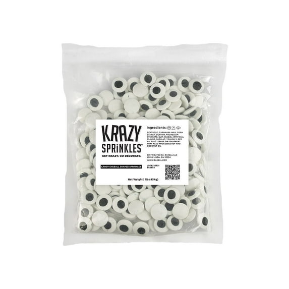 Krazy Sprinkles - Edible Candy Eyeball Shapes - Bold Cake Decoration, 1LB Bag