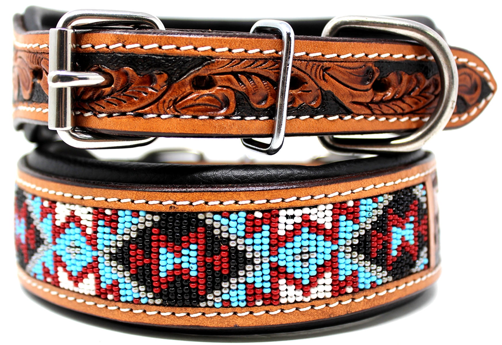 Large 21''- 25'' Challenger Made 100% Cow Leather Hand Tooled Puppy Dog Collar 6064