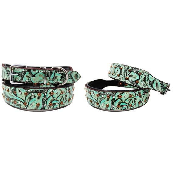 Large 21''- 25'' Dog Puppy Collar Genuine Cow Leather Padded Canine 60106