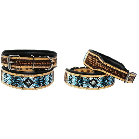 Large 21''- 25'' Dog Puppy Collar Genuine Cow Leather Padded Canine  60133