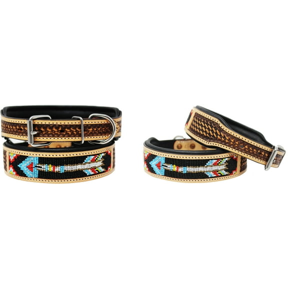 Large 21''- 25'' Dog Puppy Collar Genuine Cow Leather Padded Canine  60137