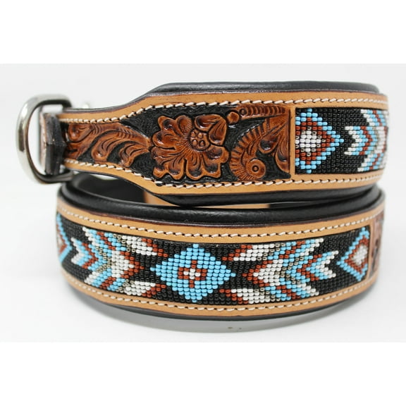 Large 21''- 25'' Dog Puppy Collar Genuine Cow Leather Padded Canine  60146